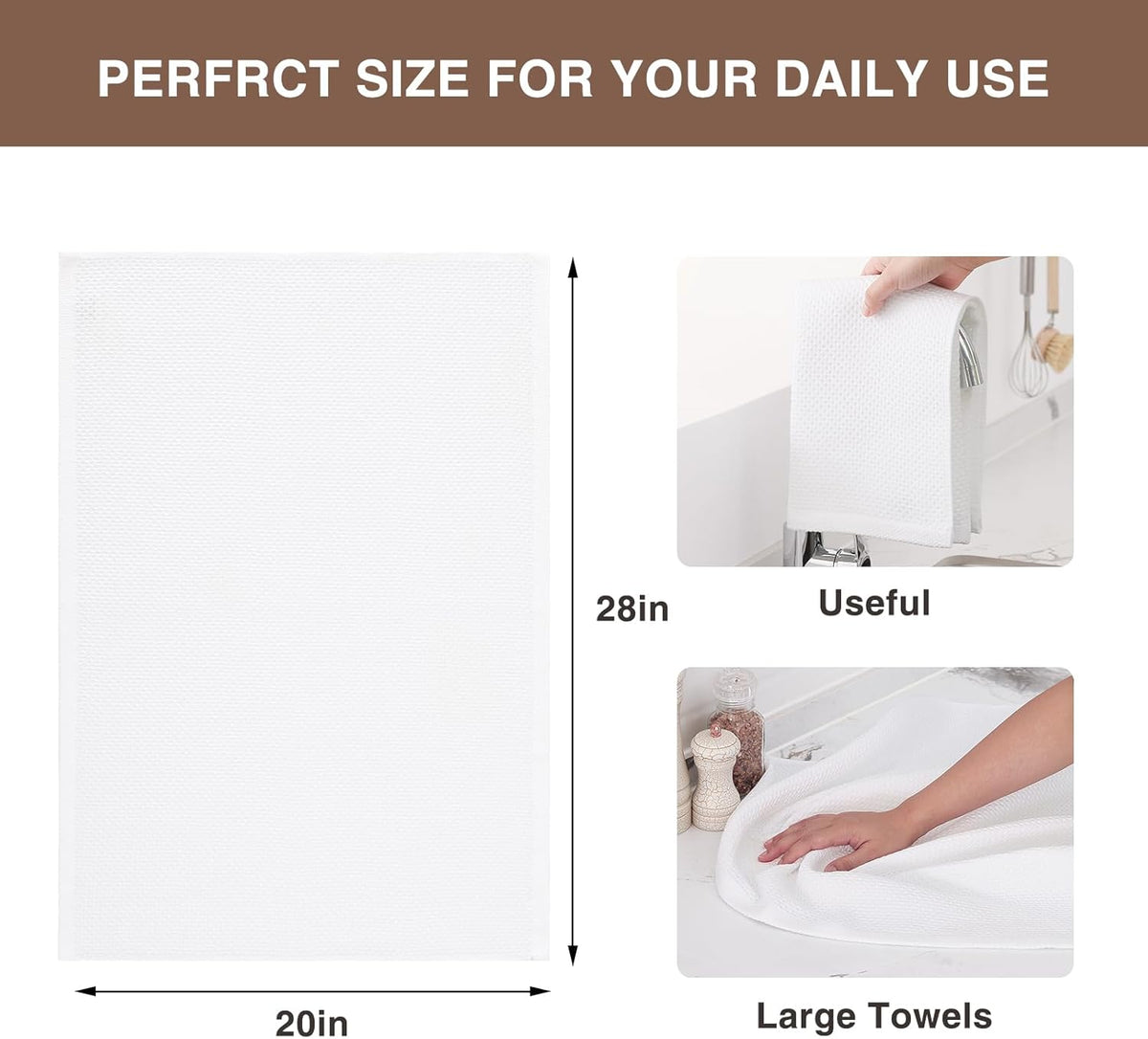 Homaxy 100% Cotton Oversized Waffle Weave Kitchen Dish Towels, Ultra Soft Absorbent Quick Drying