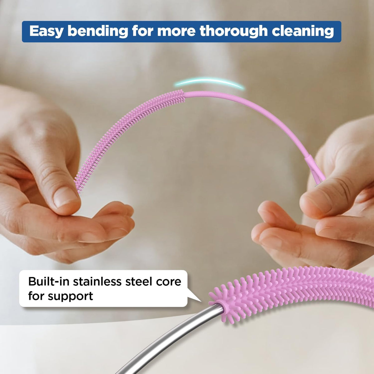 YOTIME Silicone Straw Cleaner Brush, 2Pcs Reusable Straw Brush Extra Long for Cleaning Tumbler with
