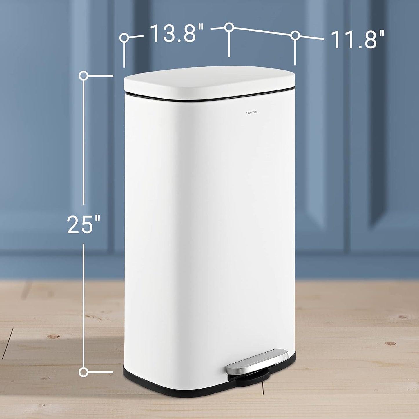happimess HPM1011C Curtis 8-Gallon Step-Open Trash Can with Soft-Close Lid, Modern, Minimalistic