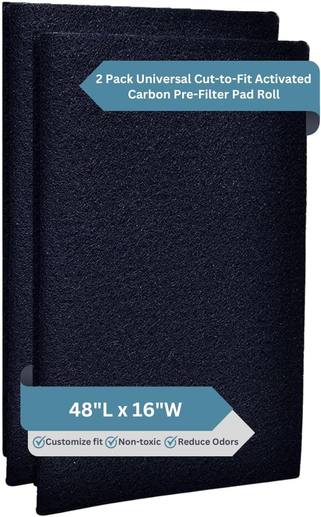 Fresh Headquarters 2Pack Cut‑to‑Fit Activated Carbon Pre‑Filter Rolls – Universal Air Purifier & AC