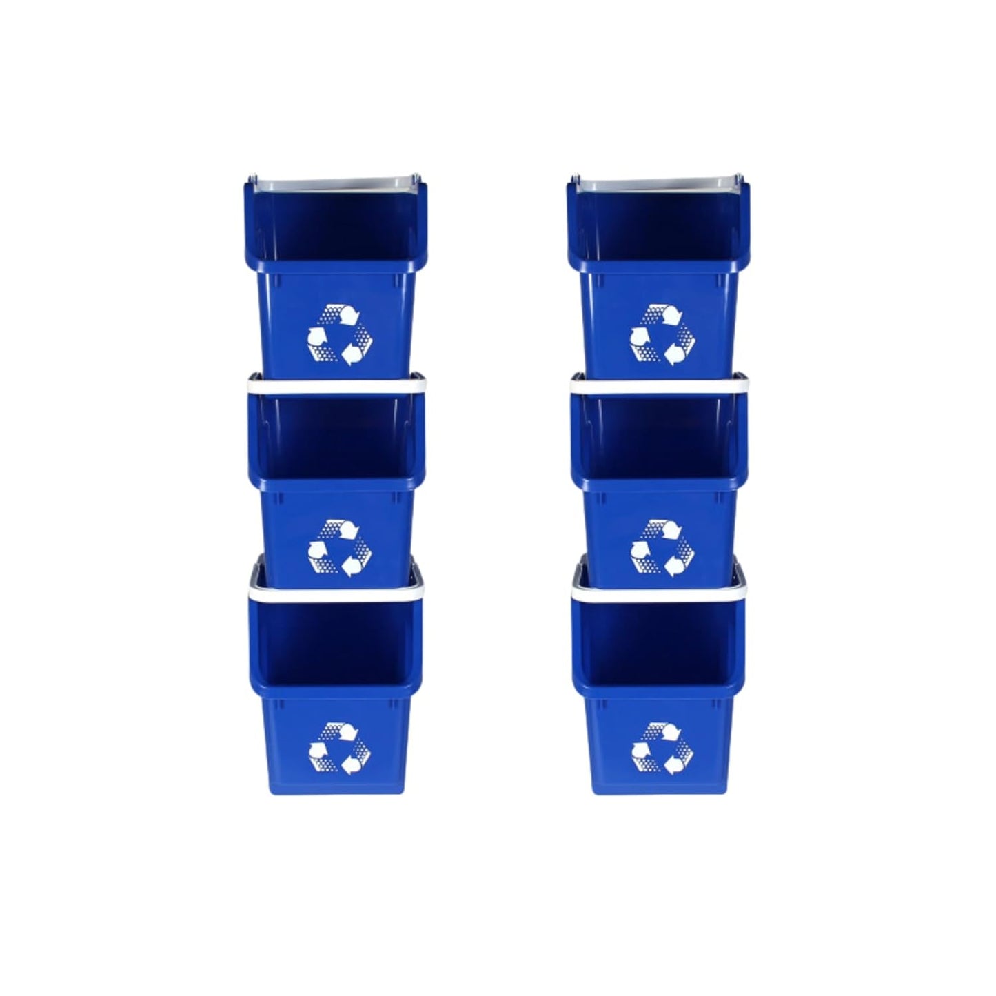6 Gallon Stackable Recycling Bins for Homes, Garages, Offices Made of 100% Recycled Plastic