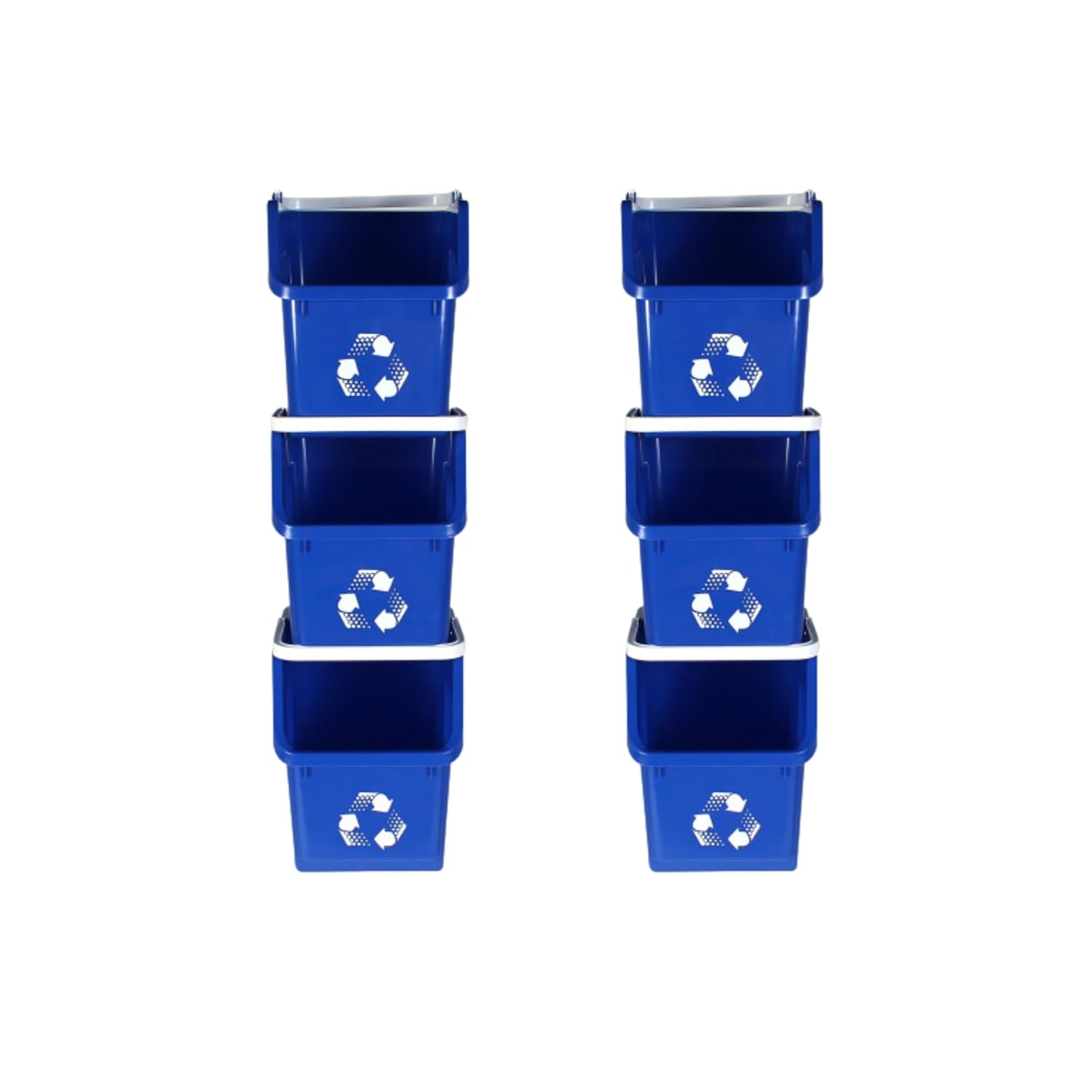 6 Gallon Stackable Recycling Bins for Homes, Garages, Offices Made of 100% Recycled Plastic