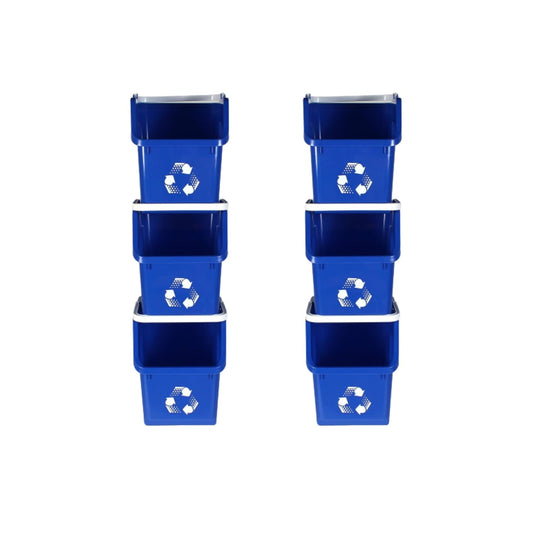 6 Gallon Stackable Recycling Bins for Homes, Garages, Offices Made of 100% Recycled Plastic