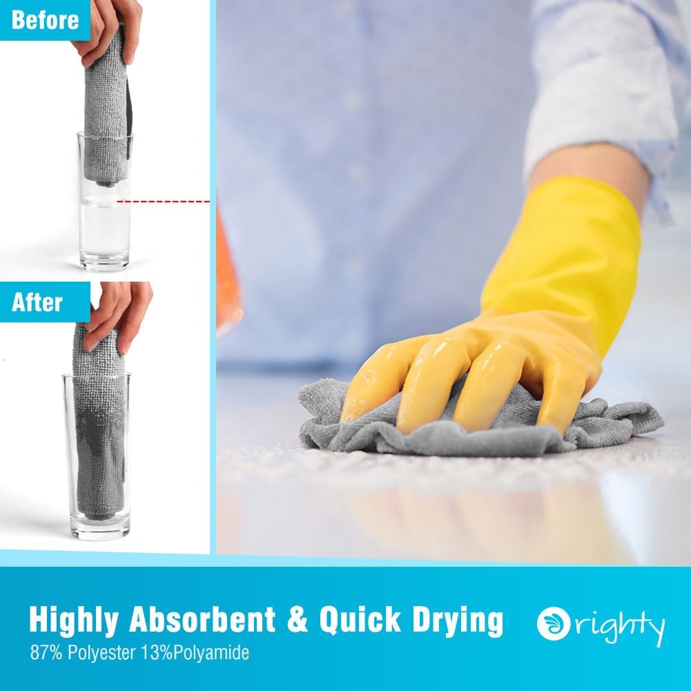 Orighty Grey Microfiber Cleaning Cloth, 150 Pack Highly Absorbent Cleaning Supplies, Lint Free