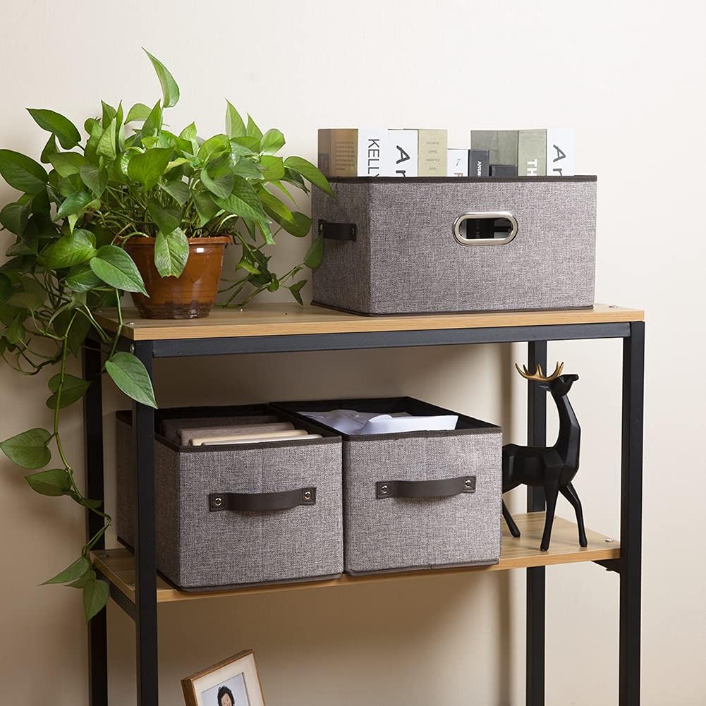 PRANDOM Fodable Storage Baskets for Closet [5-Pack] Decorative Fabric Storage Bins Cubes with