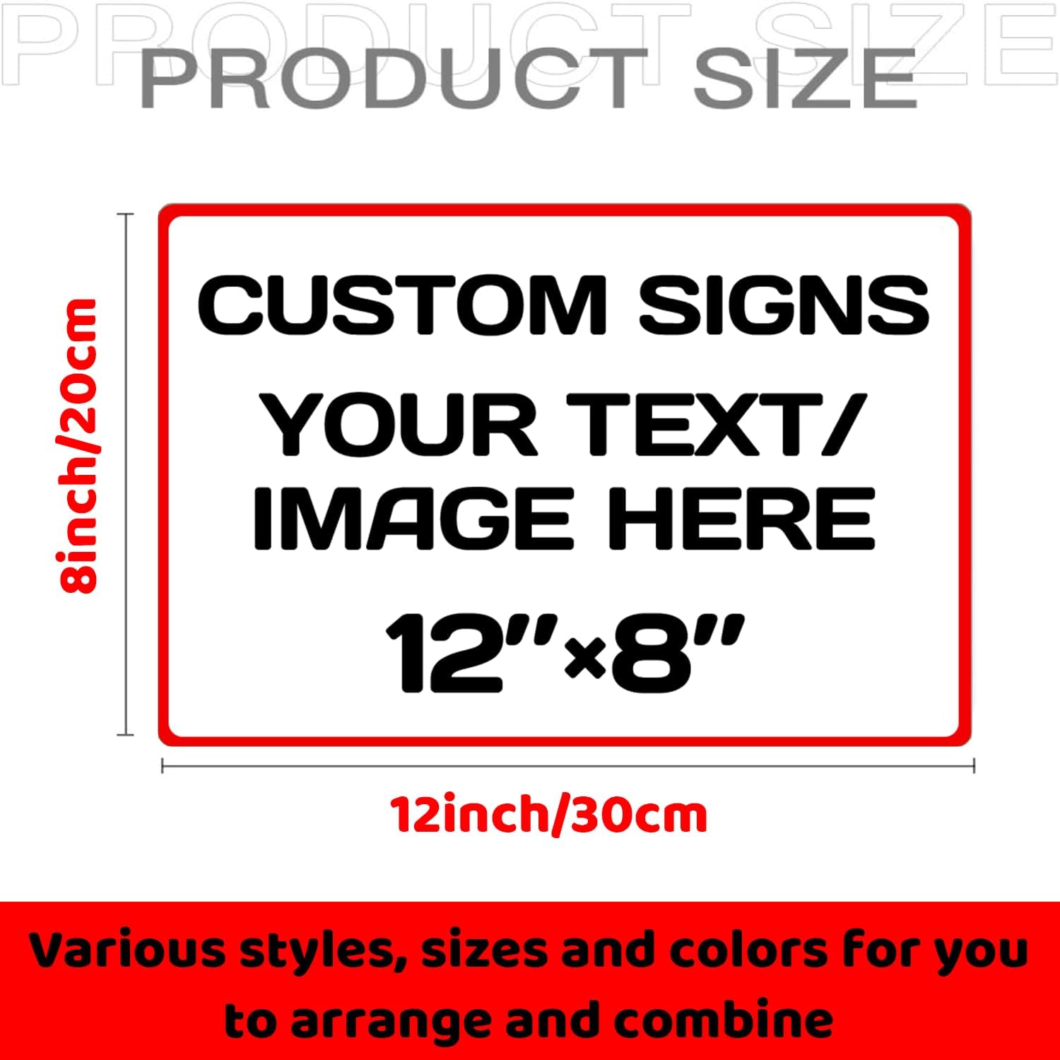 Aluminum Weatherproof Metal Sign Multiple Sizes Custom Personalized Text And picture Here, Black