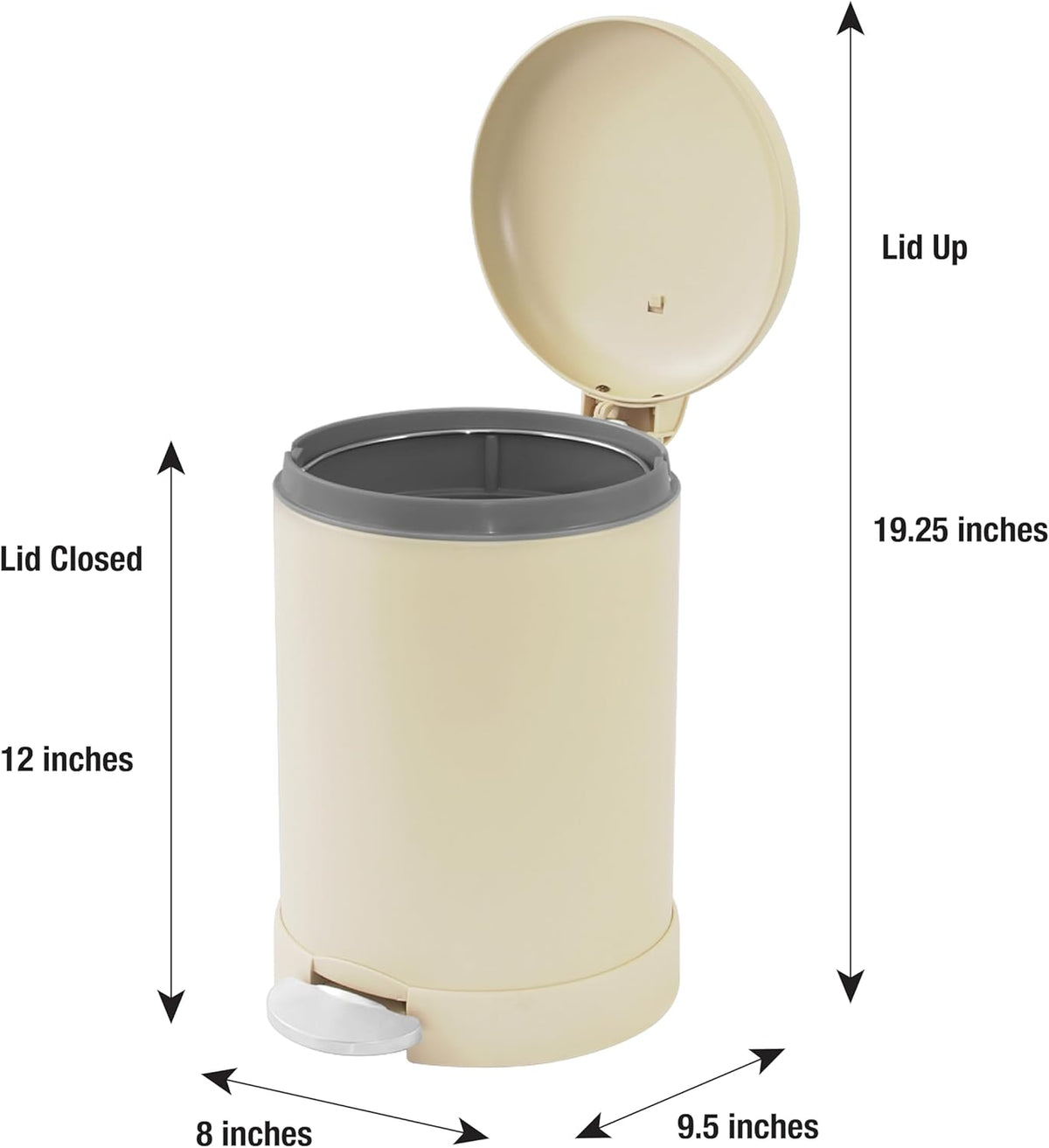 Glad Small Trash Can, 1.2 Gallon | Round Stainless Steel Garbage Bin with Soft Close Lid & Step