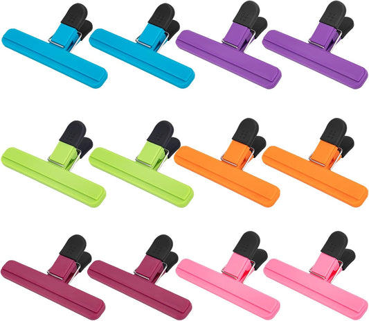 Chip Clips, 12 Pack Large Food Clips, Snack Bag Clip, Plastic Heavy Duty Seal Grips for Food