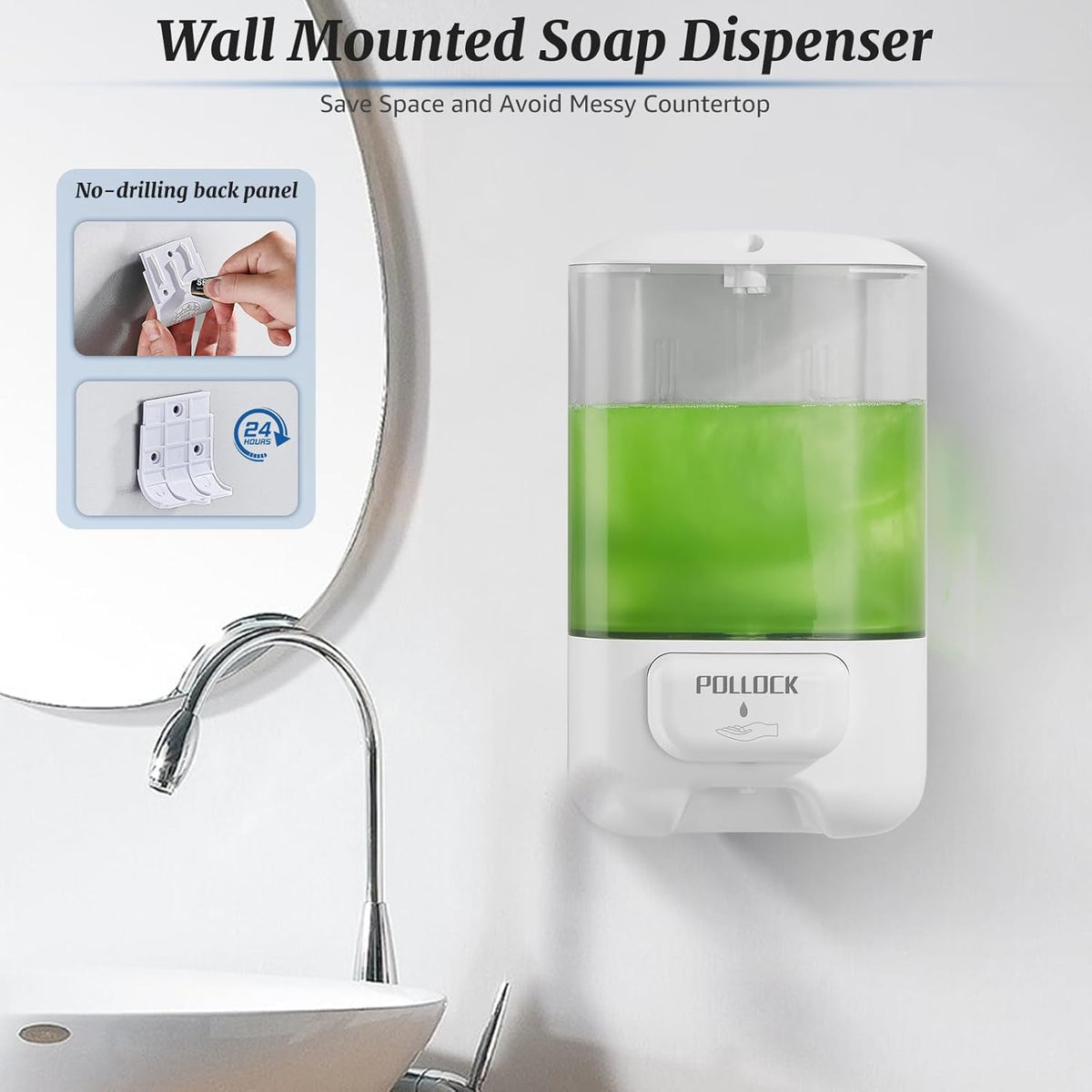 Liquid Soap Dispenser Wall Mounted,Hand Sanitizer Dispenser,Lotion Detergent Container,Dish Wash
