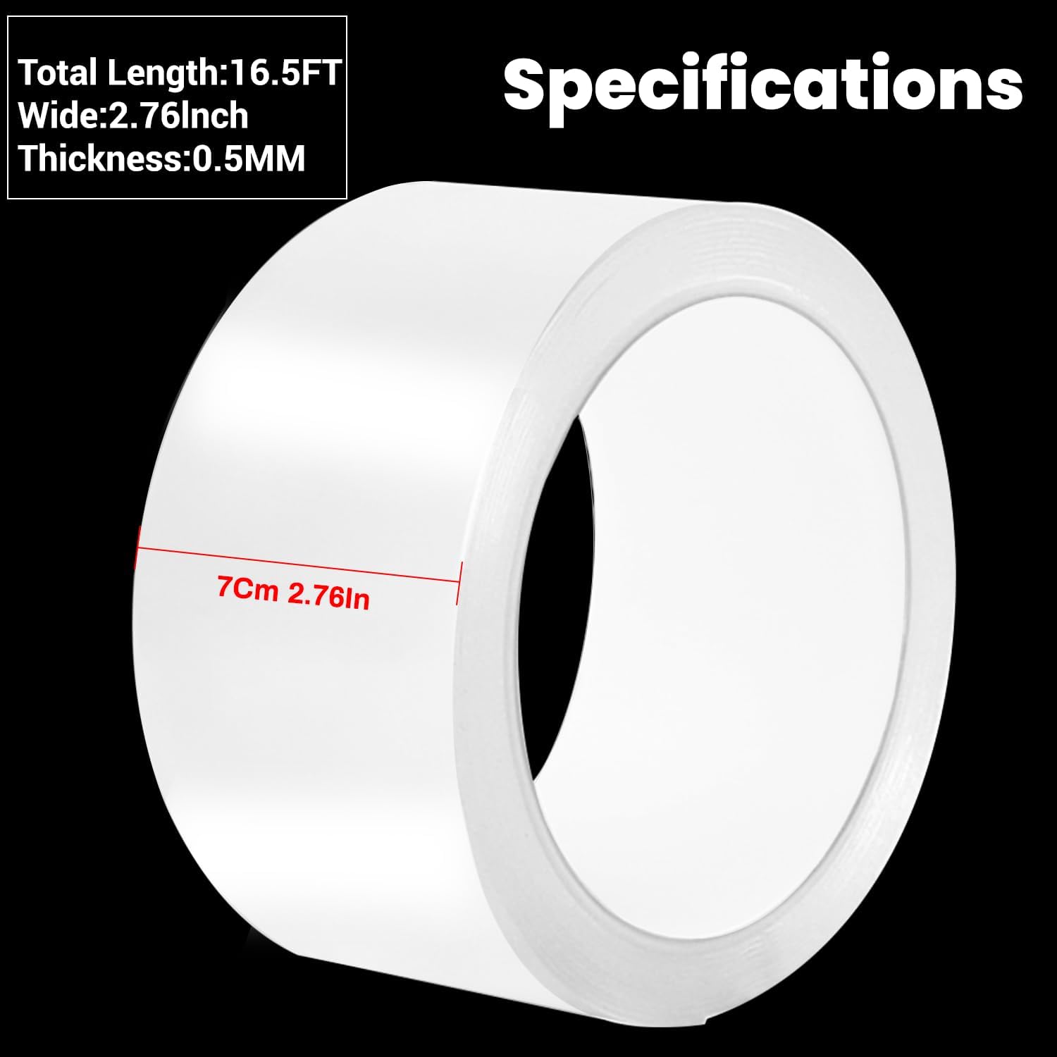 Transparent Window Weather Sealing Tape 2.76 Inch x 16.5 FT Weather Stripping Residue-Free Clear