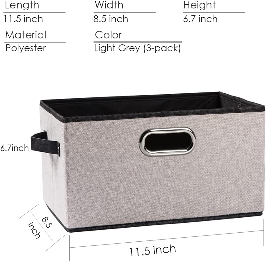 PRANDOM Fodable Storage Bins for Closet [3-pack] Decorative Fabric Storage Baskets Cubes with