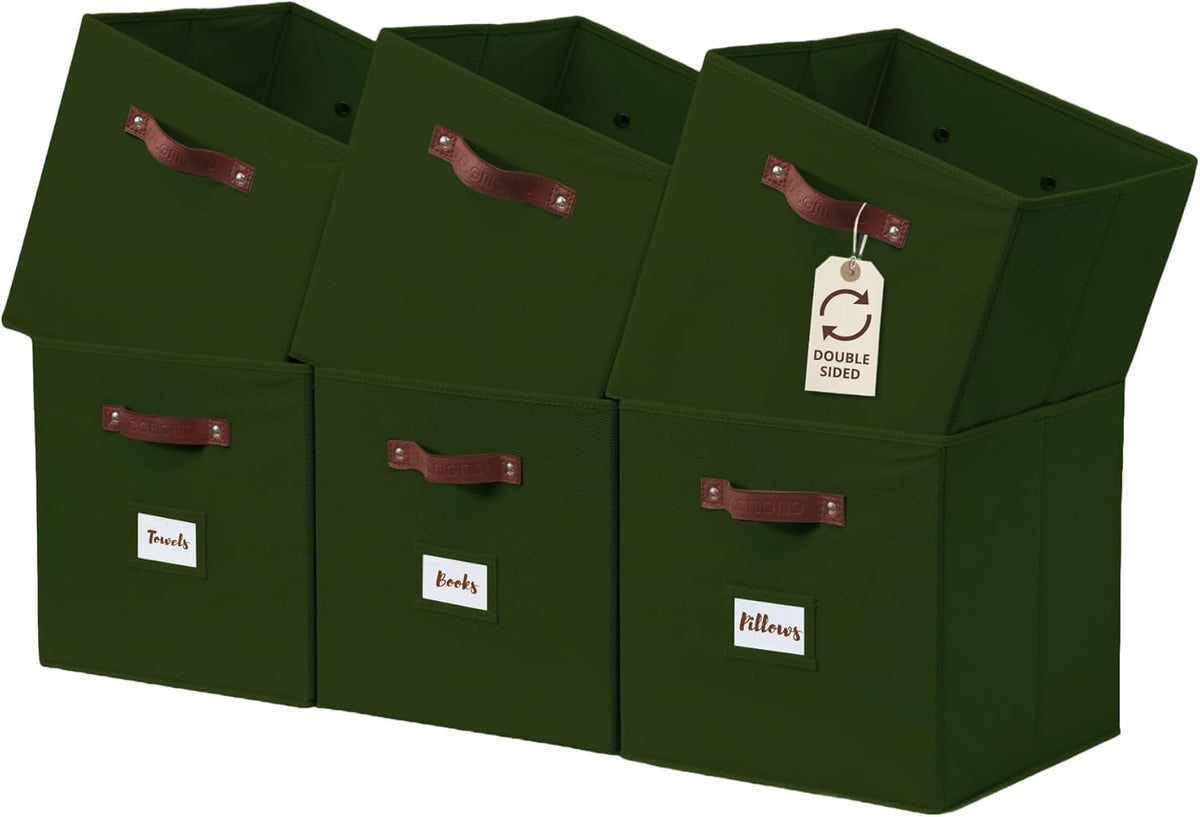 DECOMOMO Storage Bins, Cube Storage Bin with Labels, Fabric Storage Cubes for Shelves (10.5" x 11"