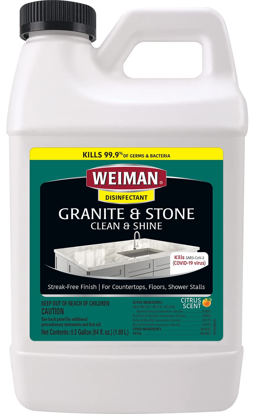 Weiman Disinfecting Granite Daily Clean & Shine Refill, 64 Oz - Safely Clean Disinfect and Shine
