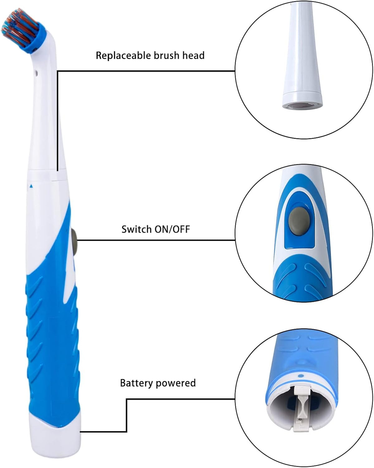 Electric Cleaning Brush with 4 in 1 Multiple Brush Heads, Indoor Household Cordless Motorized Brush