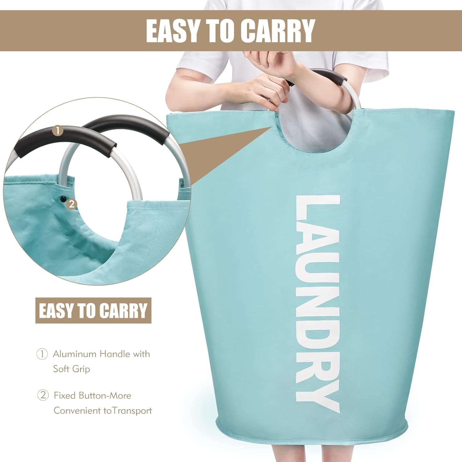 DOKEHOM 90L Large Laundry Basket, Collapsible Laundry Bag, Freestanding Tall Clothes Hamper