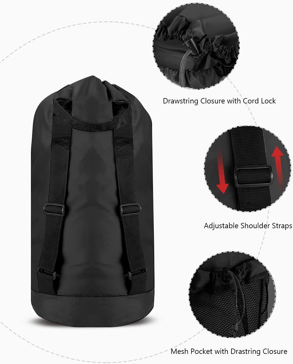 Dalykate Backpack Laundry Bag, Laundry Backpack with Shoulder Straps and Mesh Pocket Durable Nylon