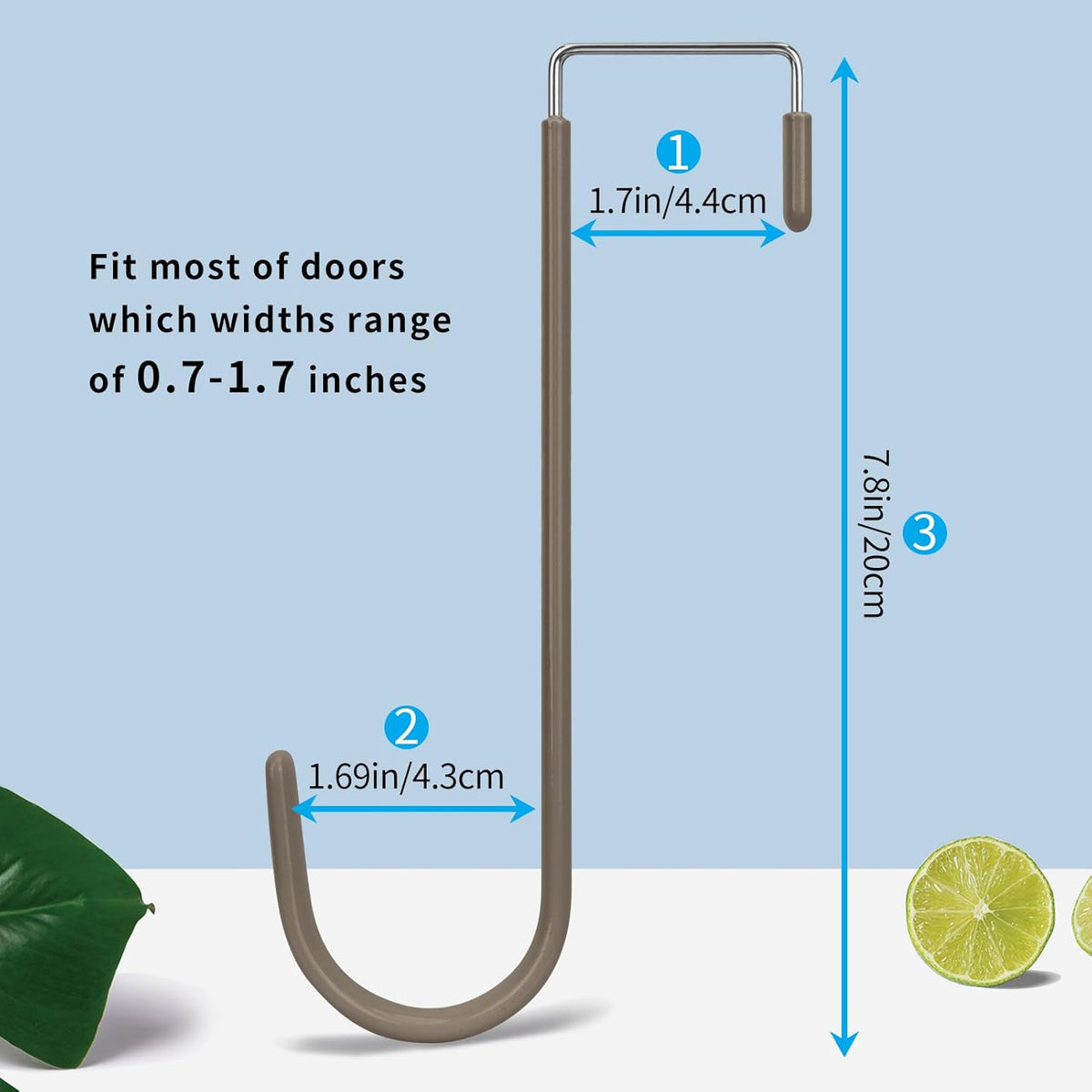 FYY Over The Door Hooks, 4 Pack Upgraded Long Door Hangers Hooks with Rubber Prevent Scratches