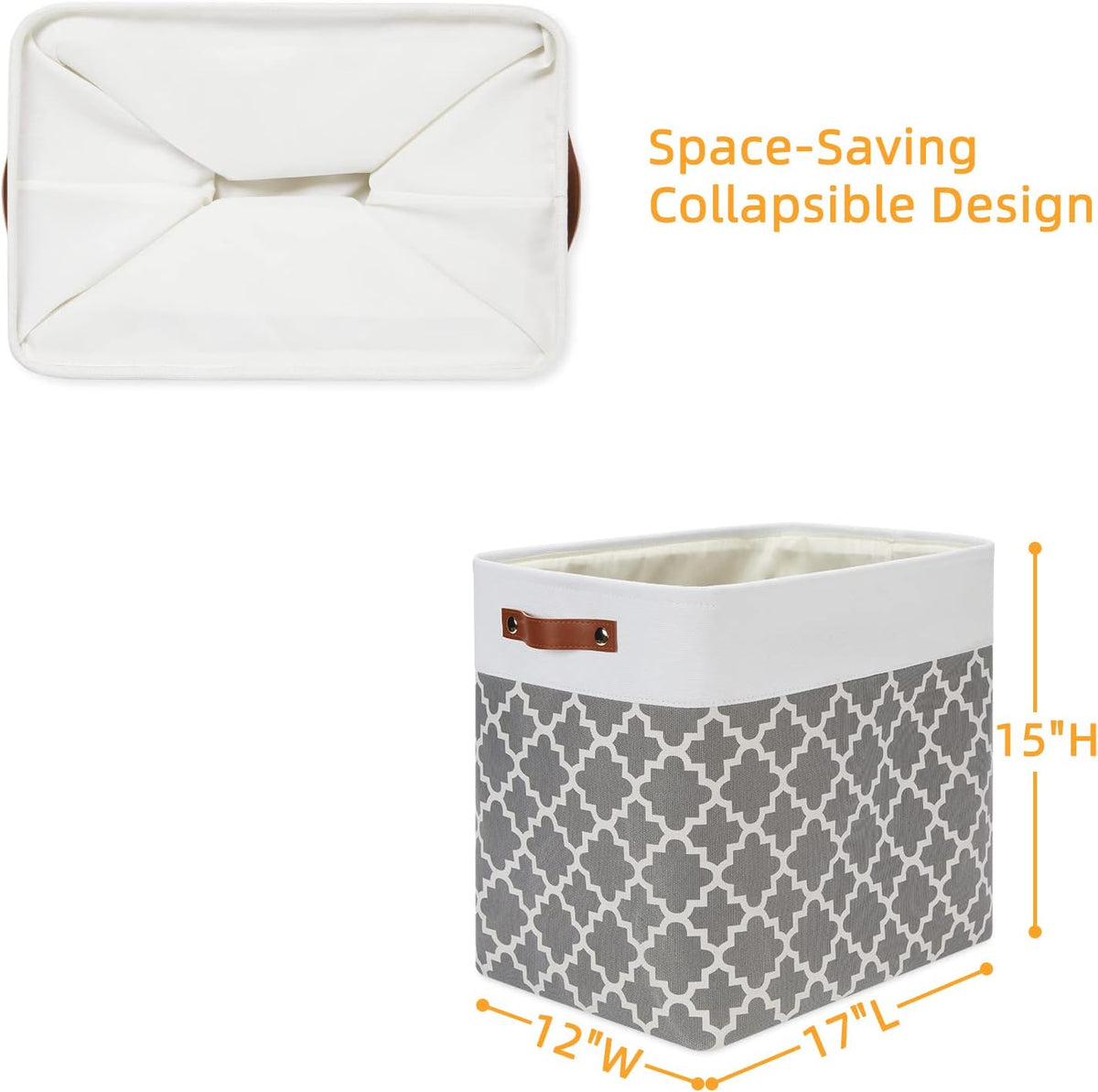 DULLEMELO Storage Baskets Large 17"x12"x15" Foldable Rectangular Storage Bins Baskets for