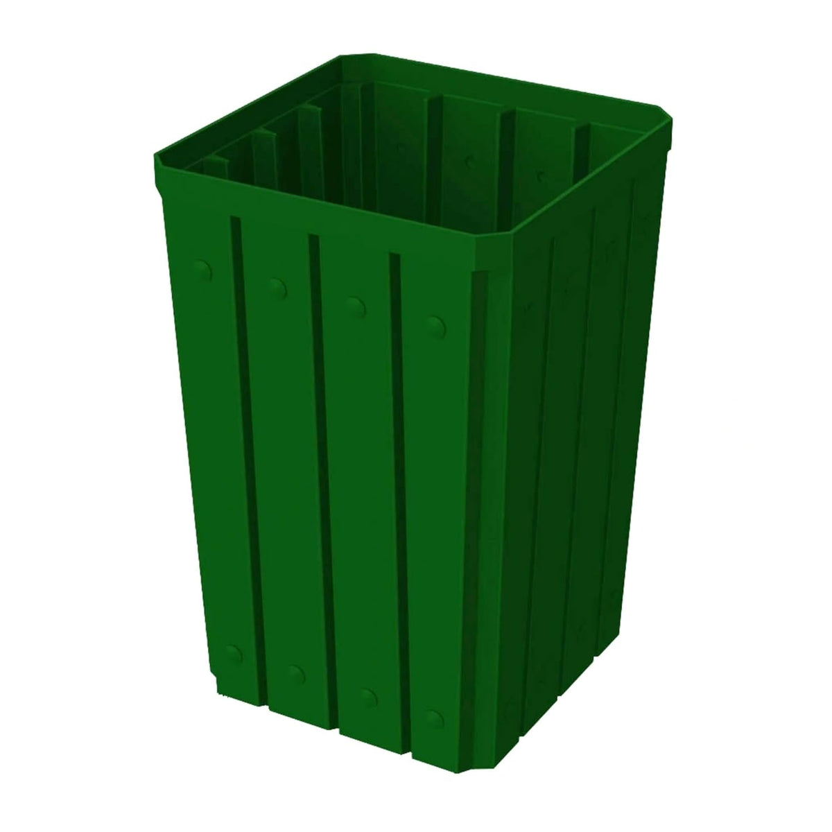 32 Gallon Square Slatted 100% Recycled Plastic Heavy-Duty Commercial Outdoor or Indoor Trash Can