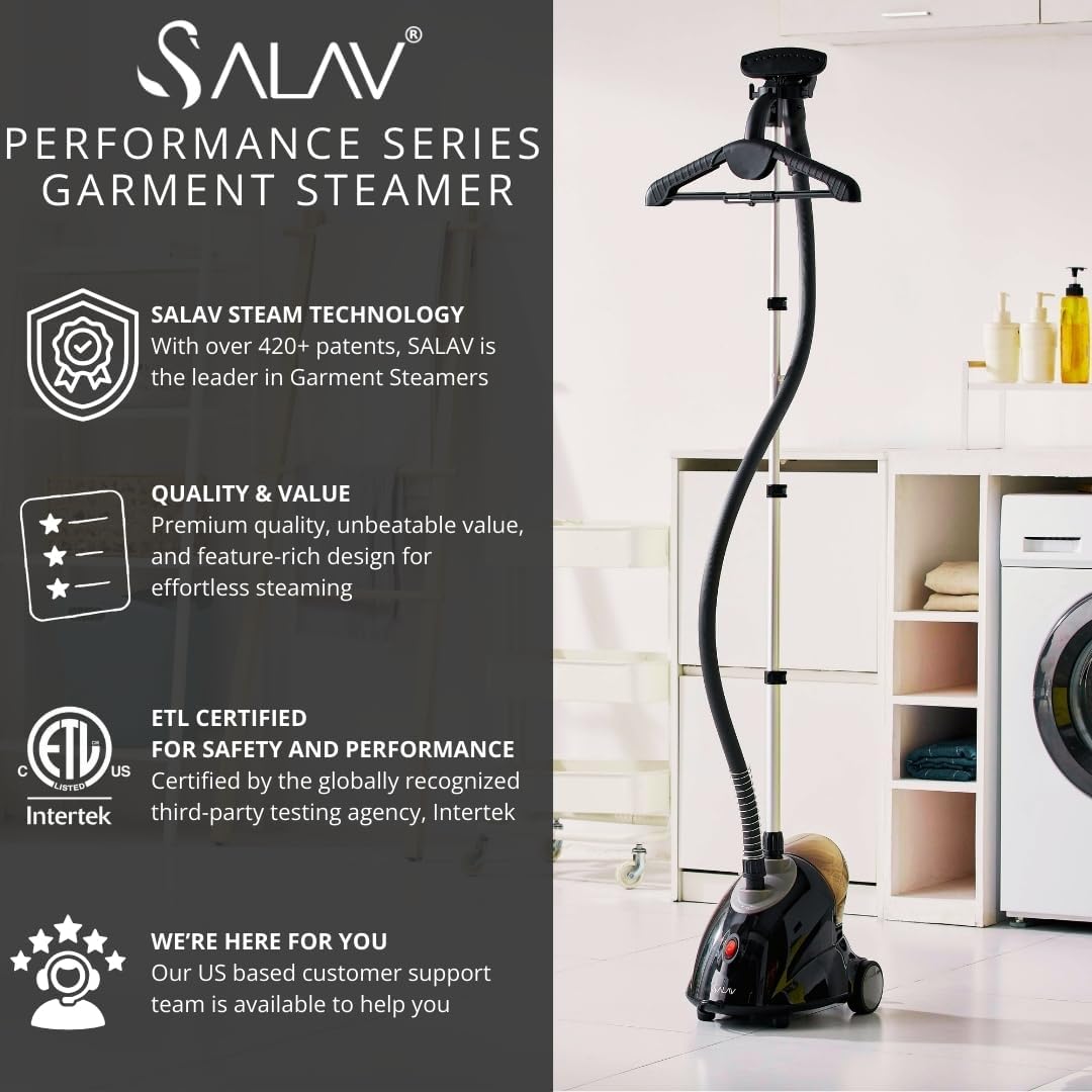 SALAV GS18-DJ Standing Garment Steamer with Roll Wheels for Easy Movement, 1.8L Water Tank for 1