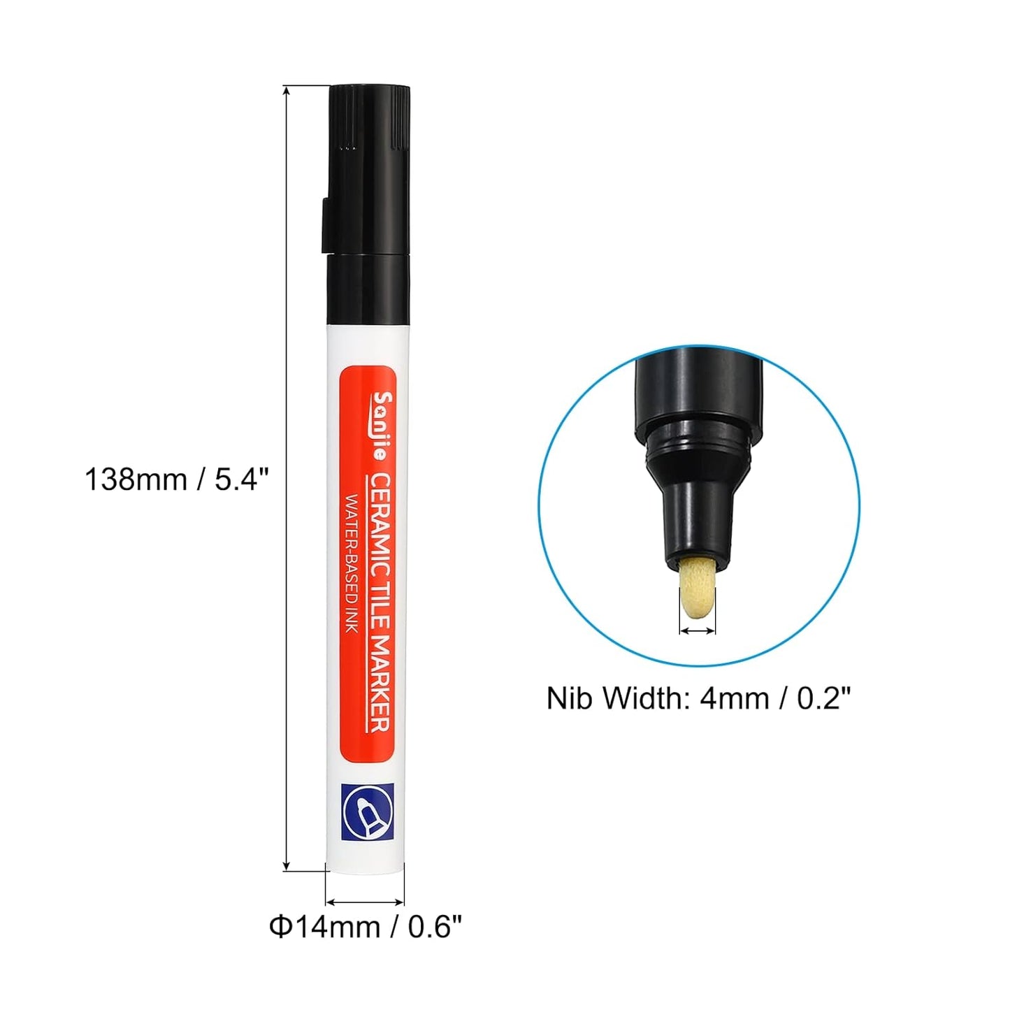 PATIKIL Grout Pen, 4 Pack Black Tile Marker Waterproof Grout Sealer Pen Tile Repair Pens Paint Pens