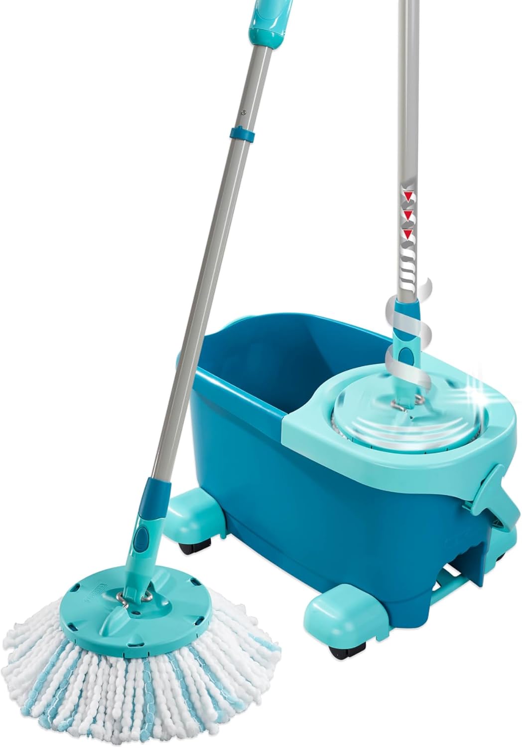 Leifheit Clean Twist Spin Mop and Bucket Set with Rollers | Telescopic Handle, 360° Joint, Spin-Dry