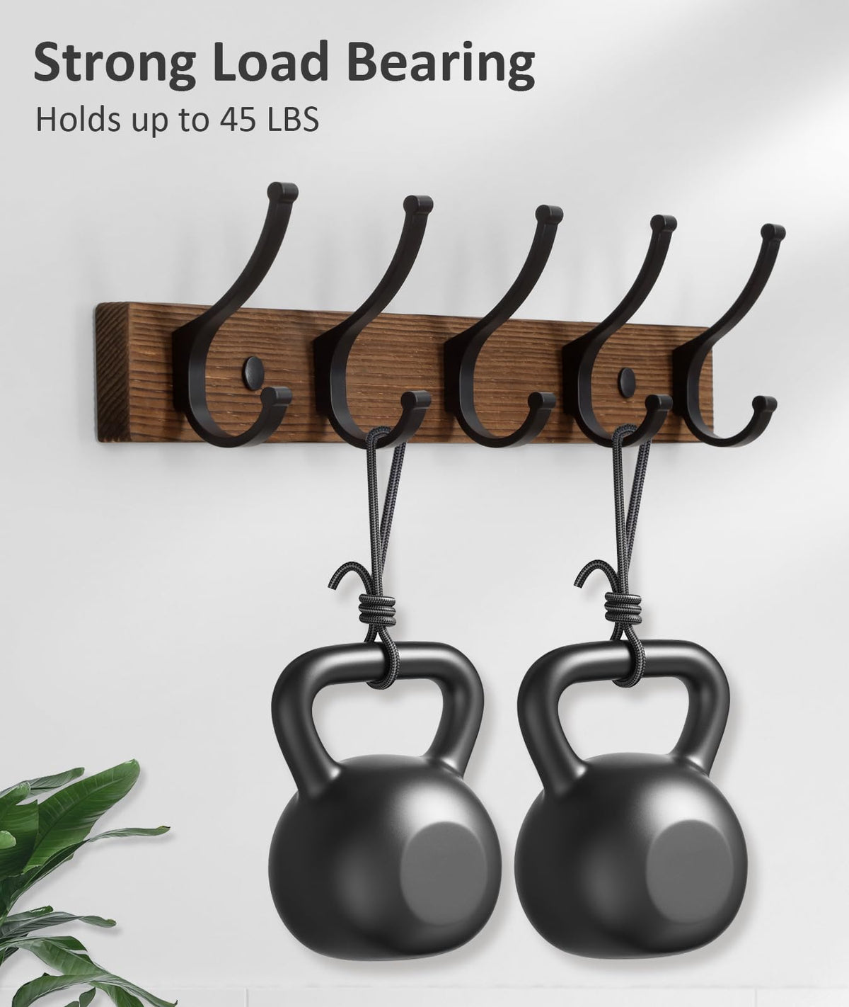 Optish Coat Rack Wall Mount, 16.5 Inches Wood Coat Hooks, Wall Hooks for Hanging, Hat Rack Bag