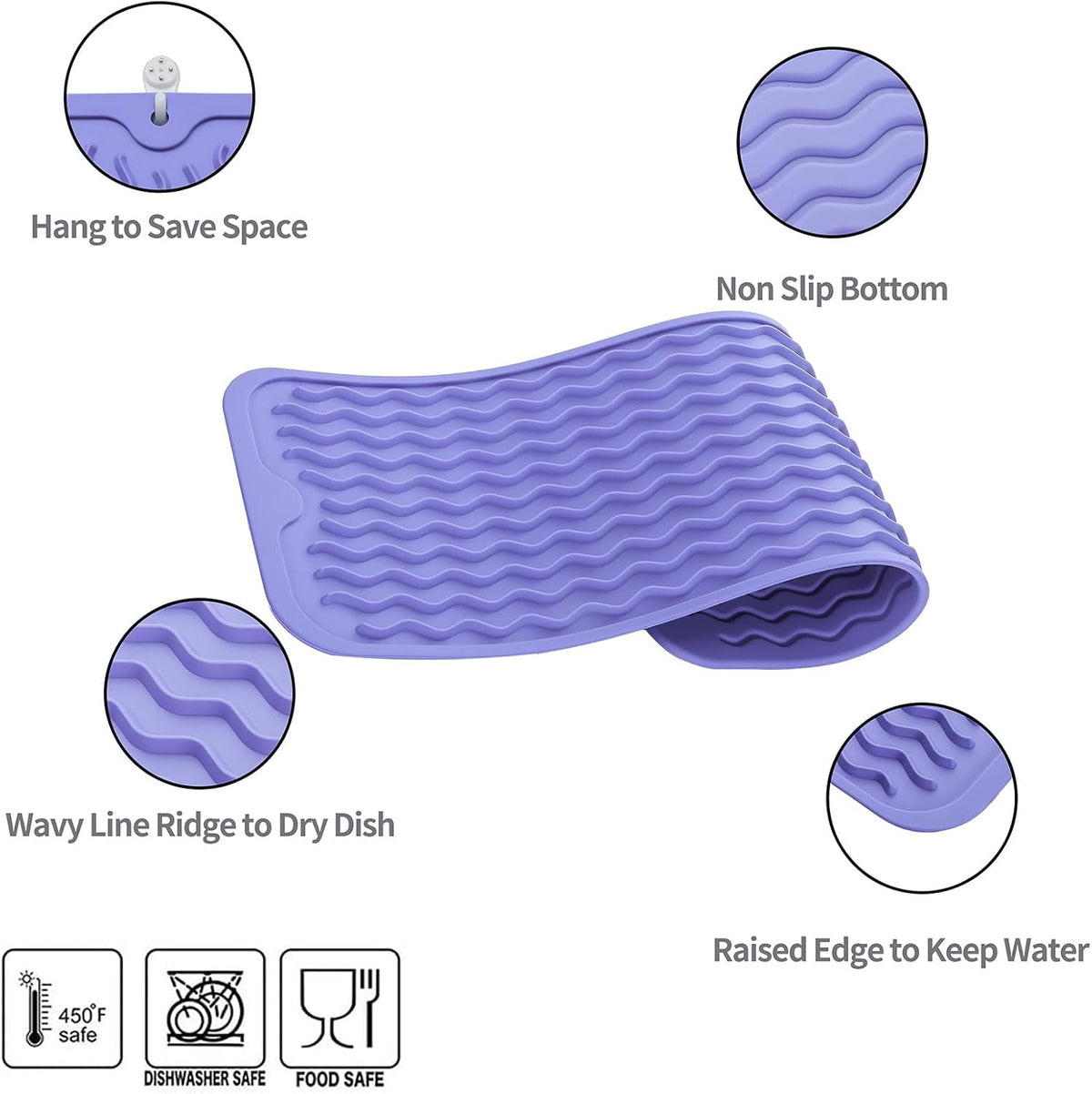 Silicone Dish Drying Mat for Multiple Usage,Easy clean,Eco-friendly,Heat-resistant Silicone Mat for