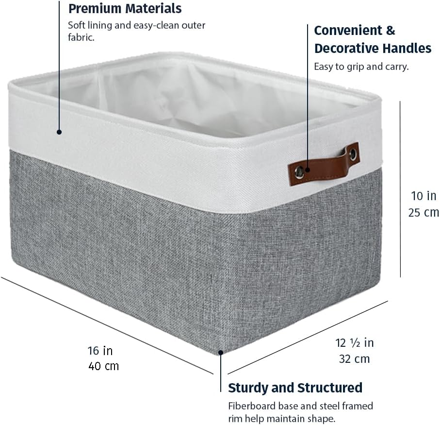 OrganiHaus Extra Large Fabric Storage Baskets for Shelves 3 Pack | 16x13in Closet Storage Bins for