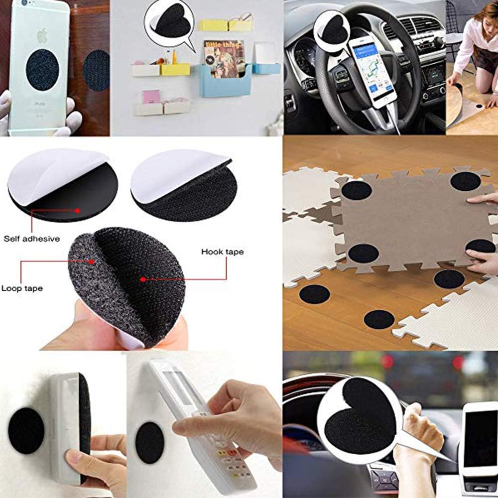 BRAVESHINE Adhesive Tape - 16PCS Hook and Loop Fasteners - Double Sided Adhesive Pads - Rug Carpet