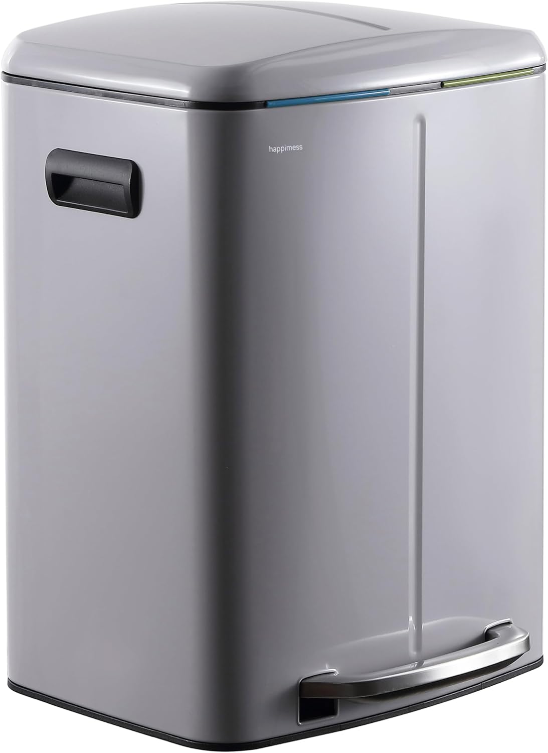 happimess HPM1005I Marco Rectangular 10.6-Gallon Double Bucket Trash Can with Soft-Close Lid, Fog