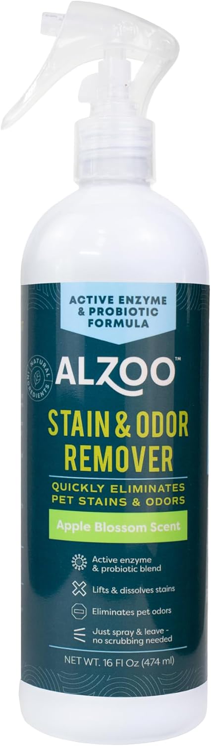 ALZOO Stain & Odor Remover, Quickly Lifts & Dissolves Pet Stains & Helps Eliminate Odors, 100%