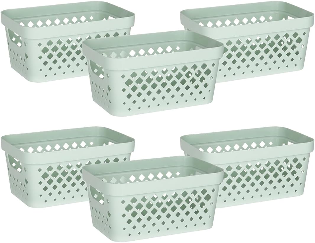 Glad Plastic Baskets for Organizing, Set of 6 | Pantry Storage for Under Counter, Linen Closet, and