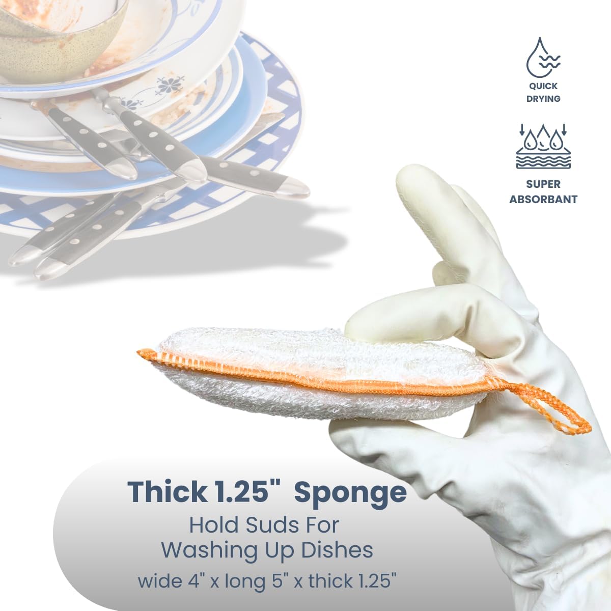 Whiffkitch Bamboo Fiber Kitchen Sponges – Washable Multicolor Non Scratch Dish Sponge Set for Sink