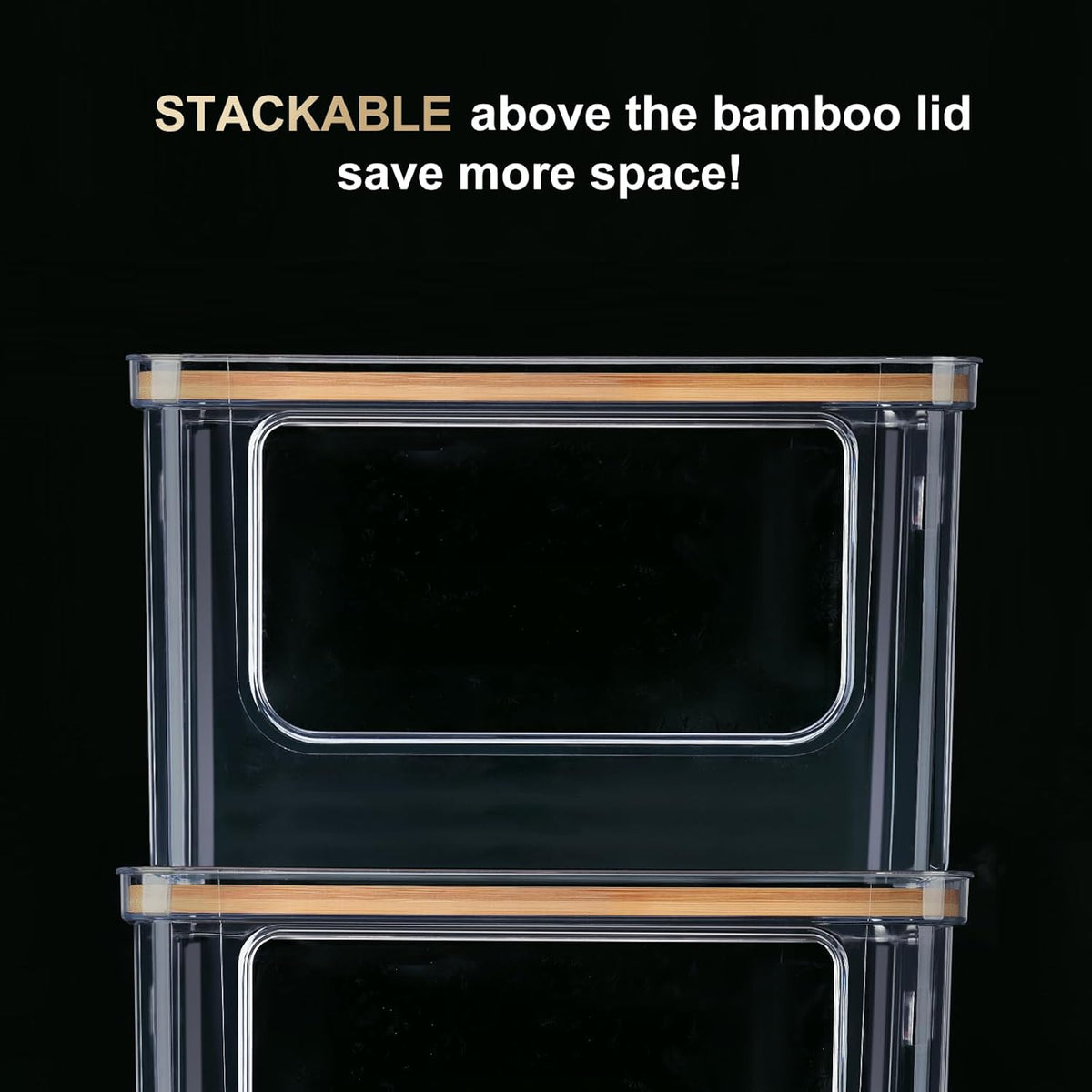 Hudgan Stackable Storage with Bamboo Top for Laundry Room Organization, Extra Large Trash