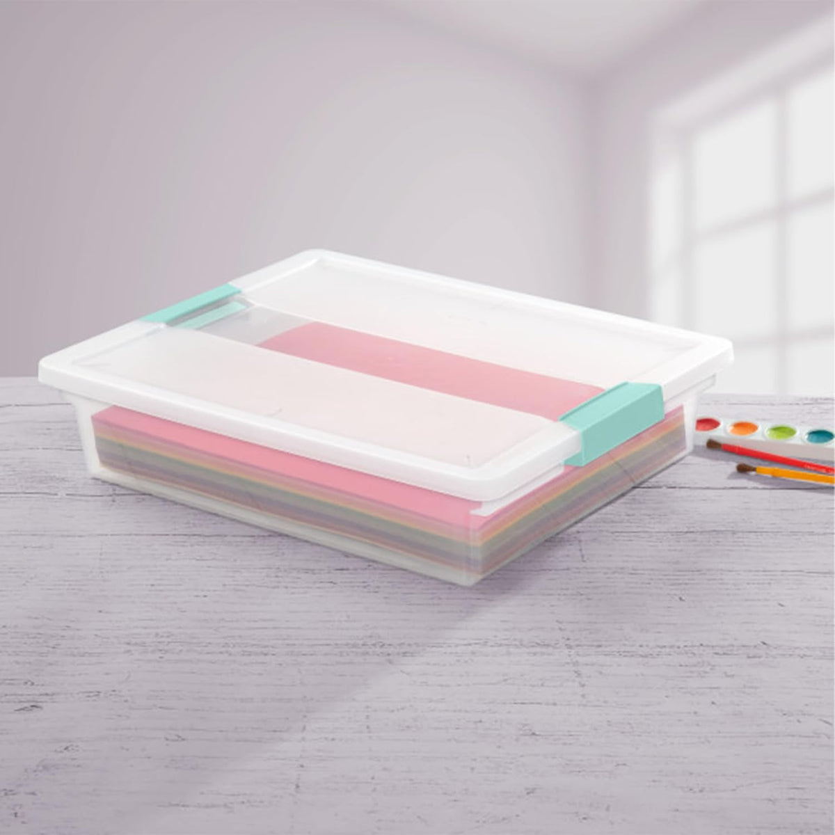 Sterilite Clip Box, Stackable Small Storage Bin with Latching Lid, Plastic Container to Organize