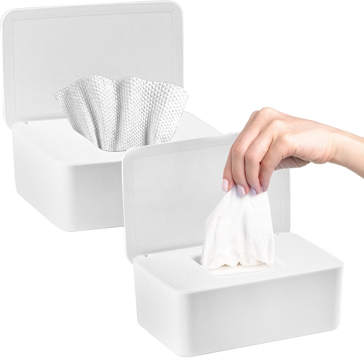 2Pcs Diaper Wipes Dispenser, Refillable Wipe Container, Wipe Container with Sealing Design Lid