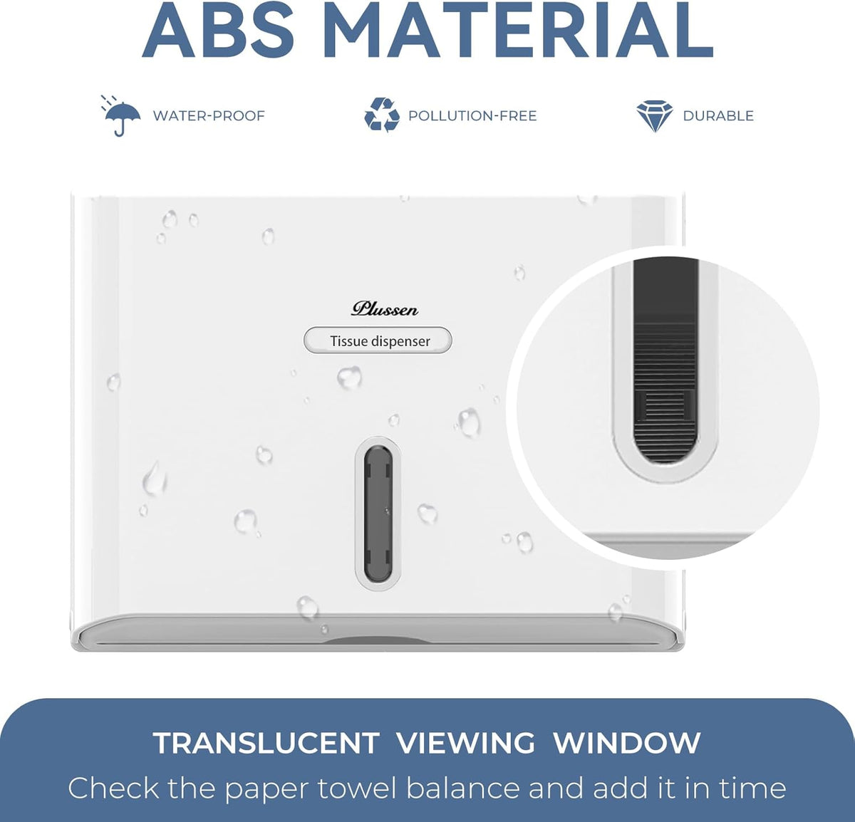 Paper Towel Dispenser Wall Mount, Adhesive No Drilling Multifold Trifold C Fold Commercial Hand