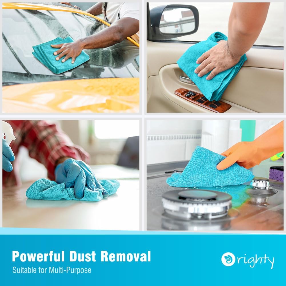 Orighty Microfiber Cleaning Cloth, 12 Pack Microfiber Towels for Cars, Highly Absorbent Car