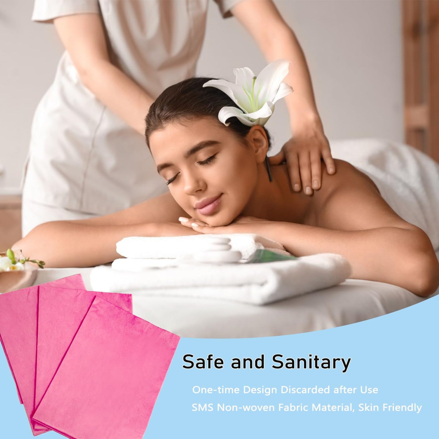 100Pcs Disposable Massage Table Sheets 31" x 71" Non-Woven Fabric Disposable Bed Sheets SPA Bed