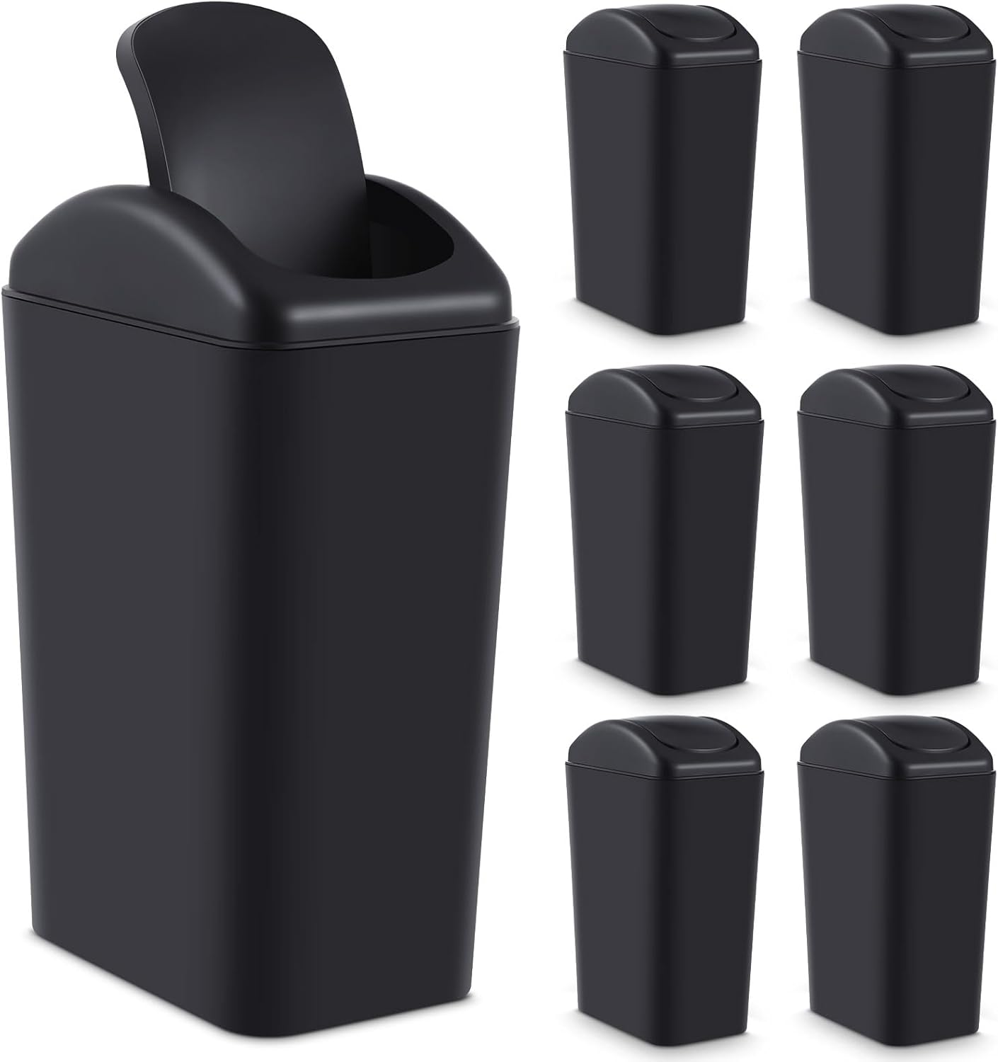 Hoolerry 8 Pcs 3 Gallon/12 Liter Small Trash Can Plastic Kitchen Garbage with Lid Small Trash Bin