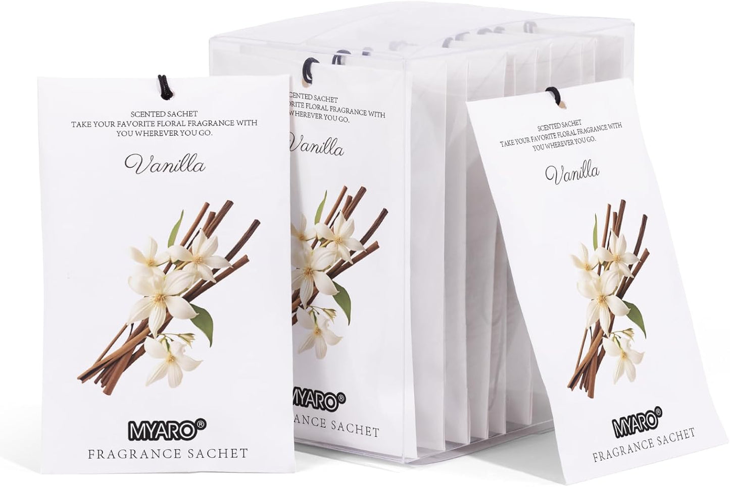 MYARO 12 Packs Vanilla Scented Sachets for Drawer and Closet, Long-Lasting Closet Sachet Bags