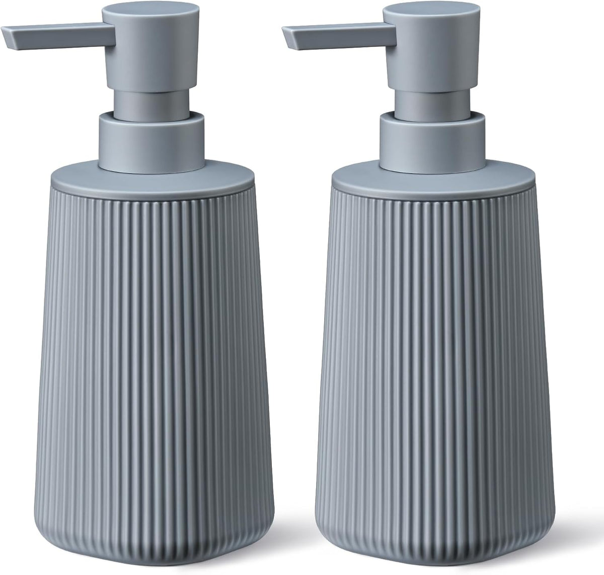 Gray 2 Pack Hand Soap Dispensers with No Rust Pump for Bathroom and Kitchen Countertops Refillable
