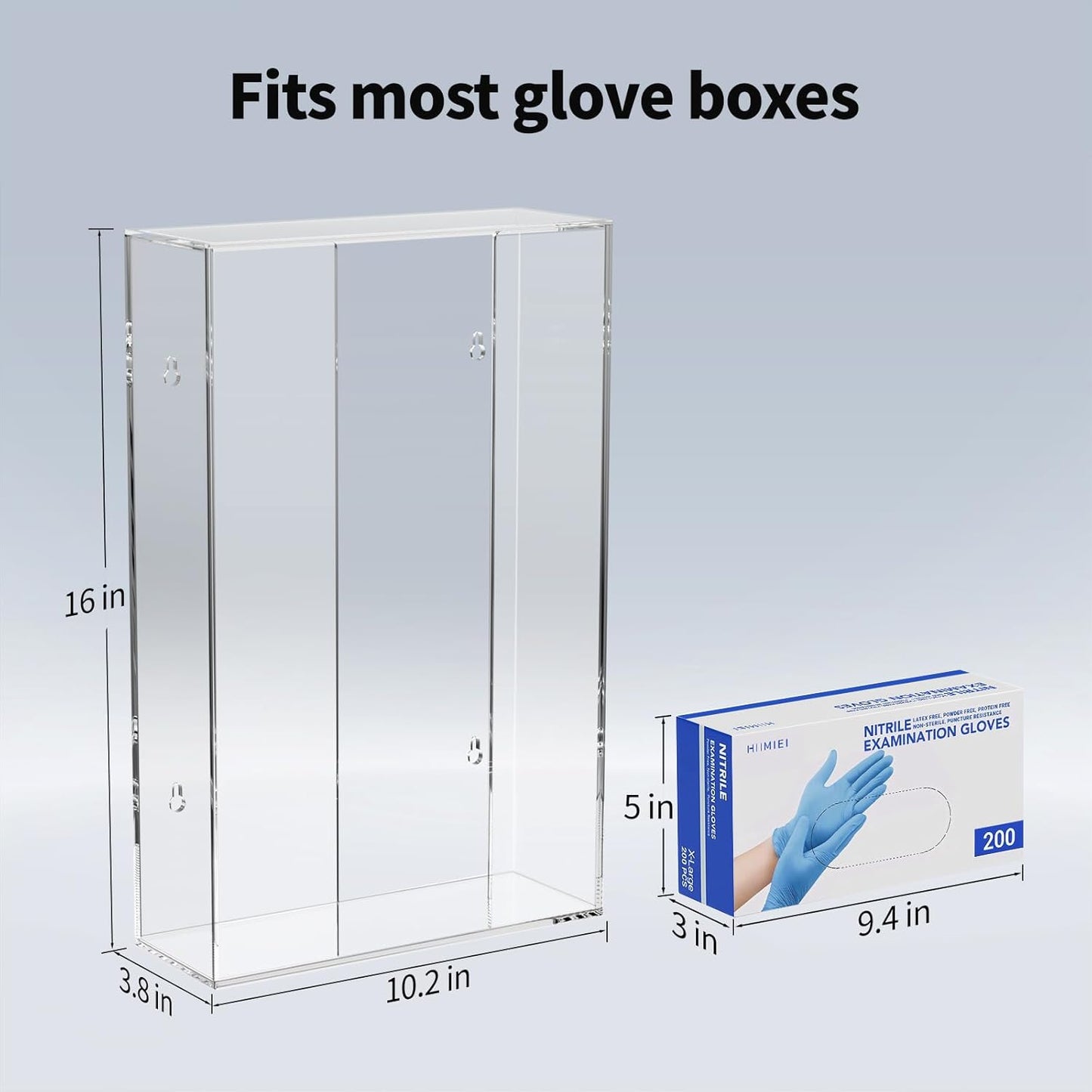 HIIMIEI Acrylic Glove Dispenser Wall Mount, Clear Plastic Glove Rack Floating Triple Gloves Box