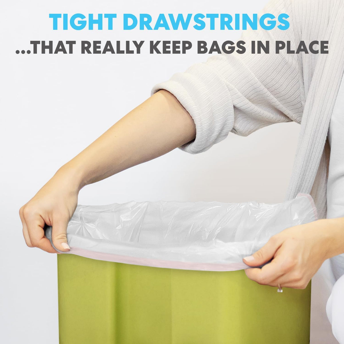 SIMPLI-MAGIC 8 Gallon Drawstring Trash Bags, 120 Pack – Tall Kitchen Garbage Bags, Custom Made with
