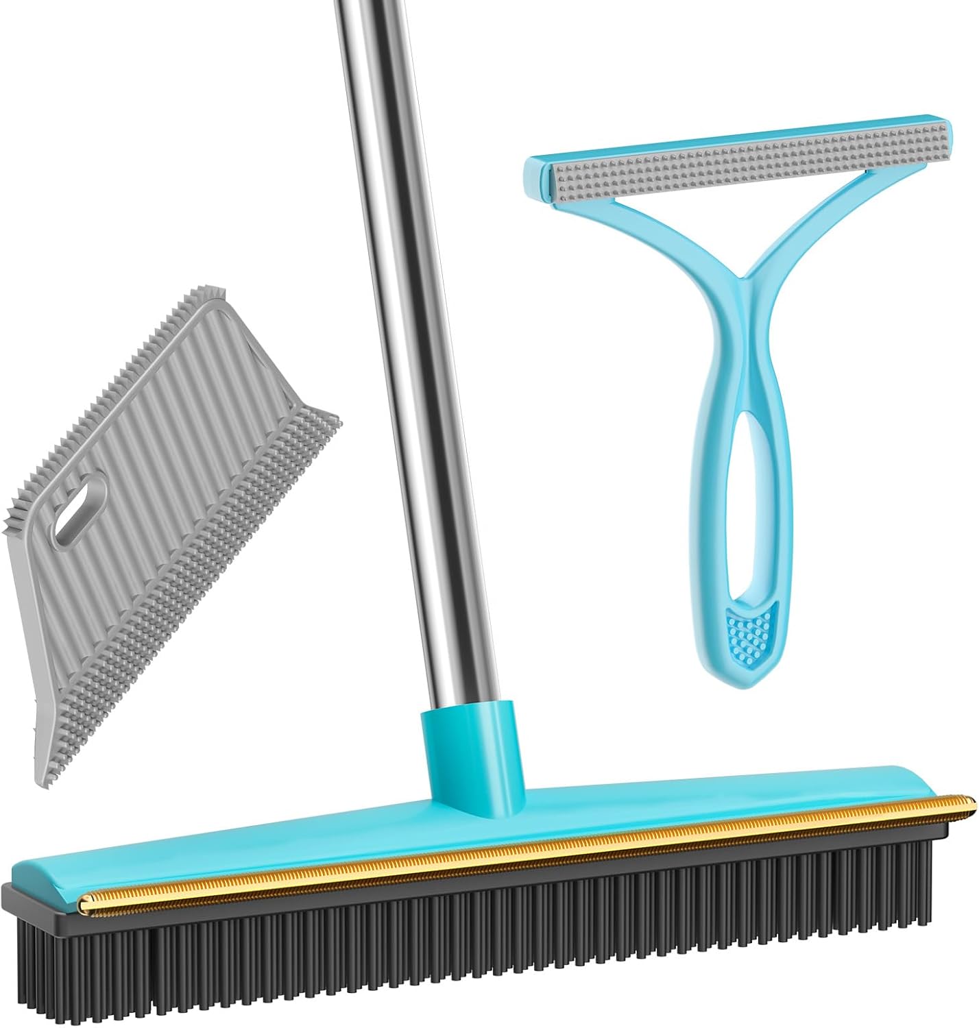 Carpet Rake for Pet Hair Removal (3 Pack),Dog Cat Fur Remover Rubber Broom,Carpet Rake - 60" Long