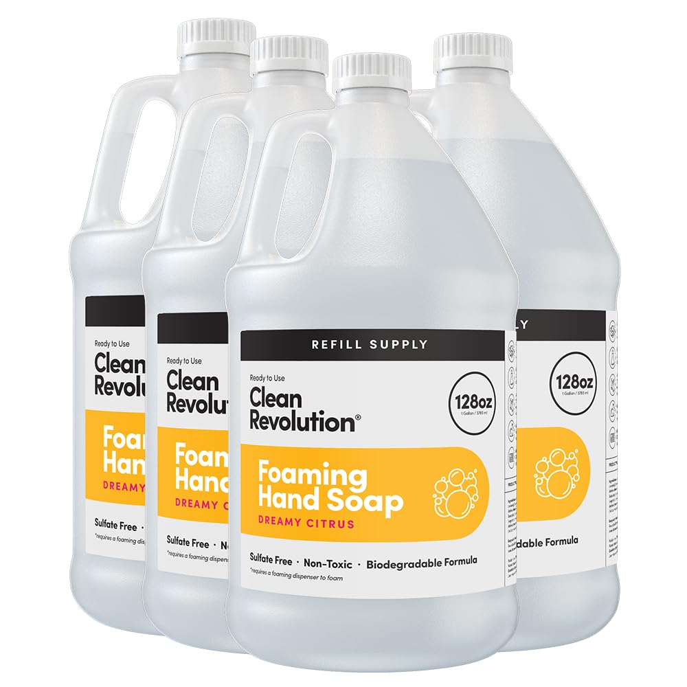 Clean Revolution Foaming Hand Soap Refill Supply Container, Ready to Use Formula, Gluten Free