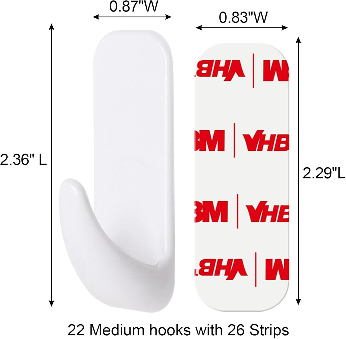 Wall Hooks for Hanging Heavy Duty, Medium 22 Self Adhesive Wall with 26 Strips no Damage, Sticky