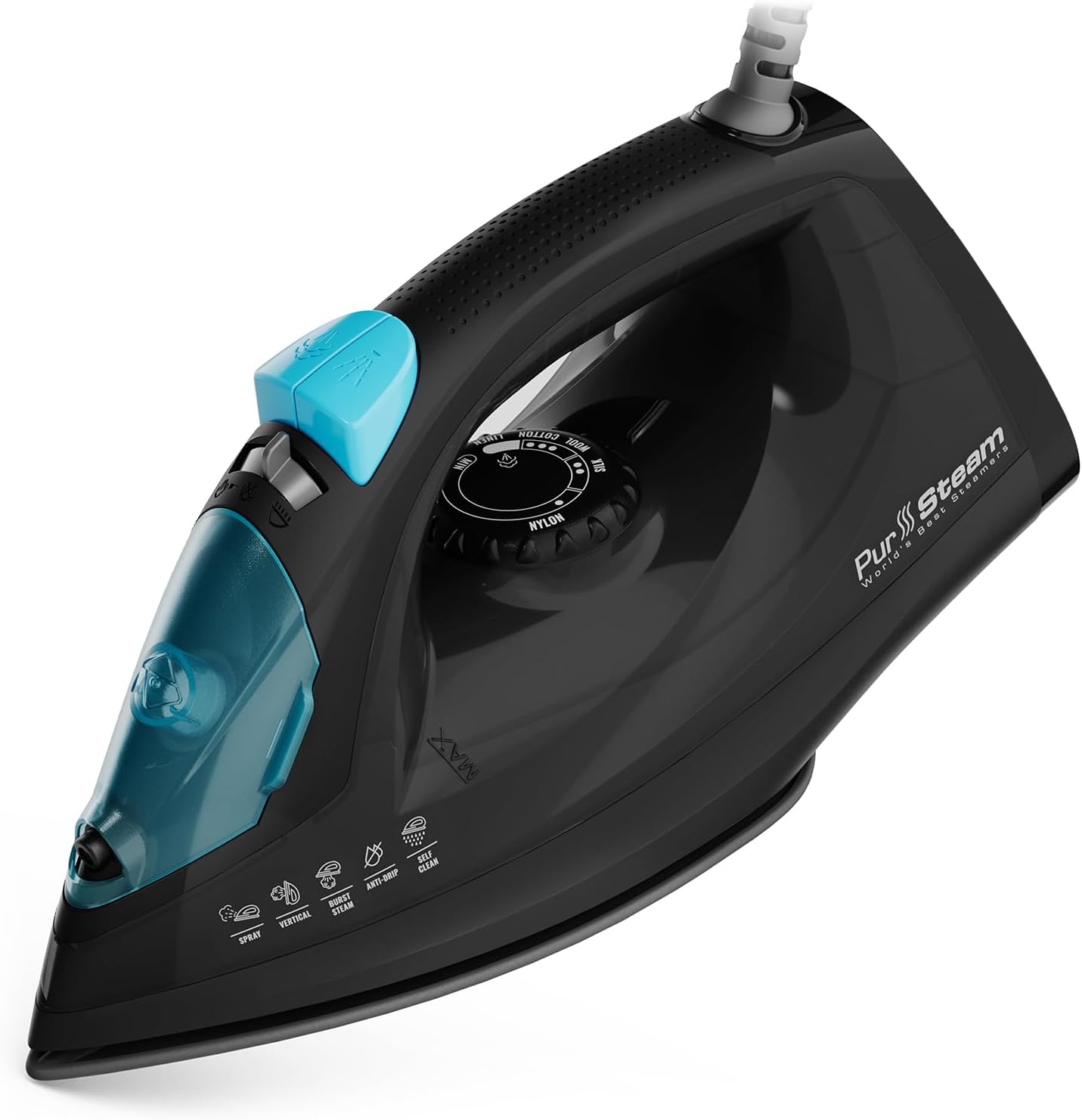 PurSteam Professional 1250W Steam Iron | Powerful Steamer with Burst of Steam & Spray | Non-Stick
