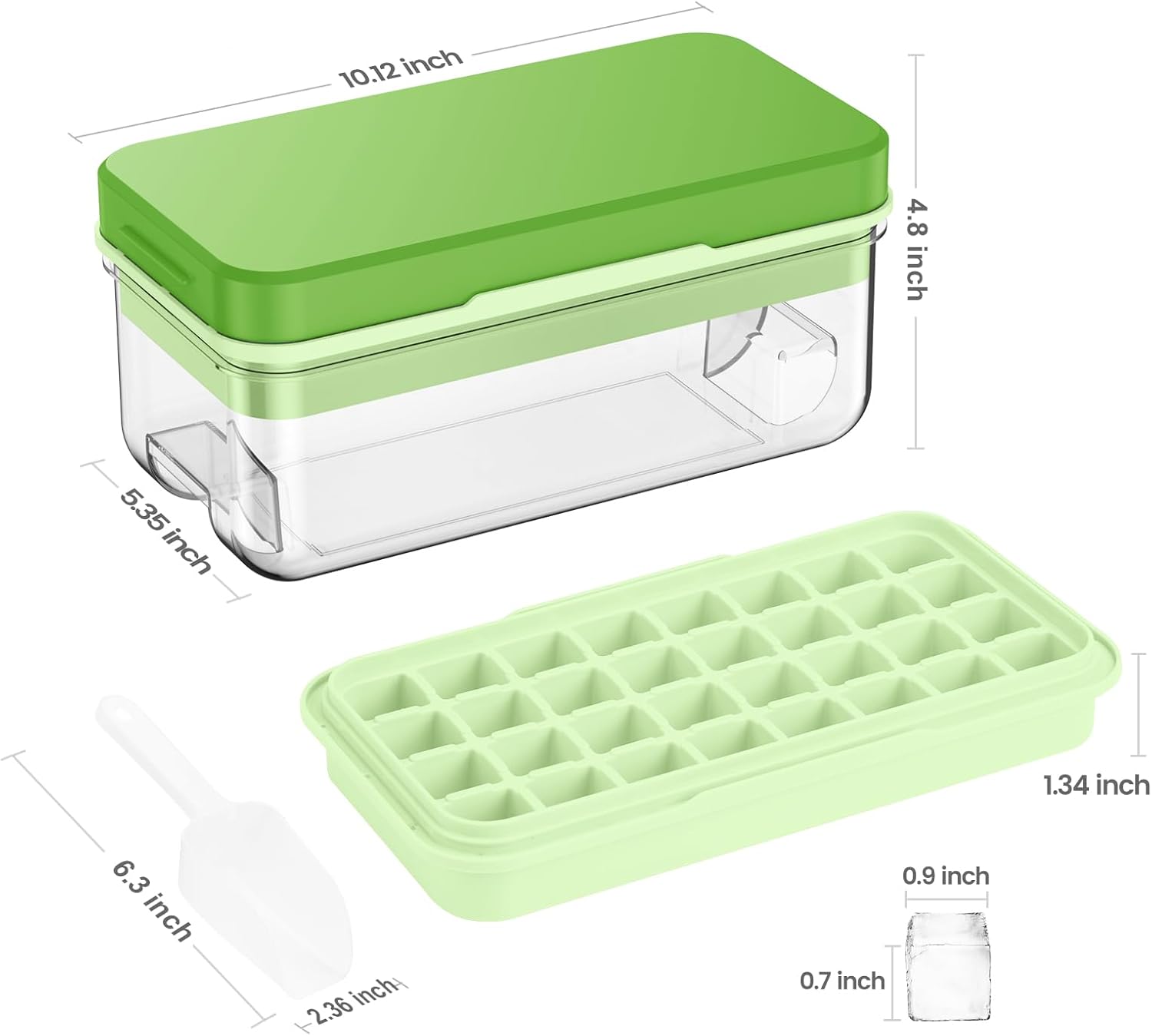 Ice Cube Tray with Lid and Bin, 32 pcs Ice Cubes Molds, Ice Trays for Freezer, Ice Cube Tray Mold